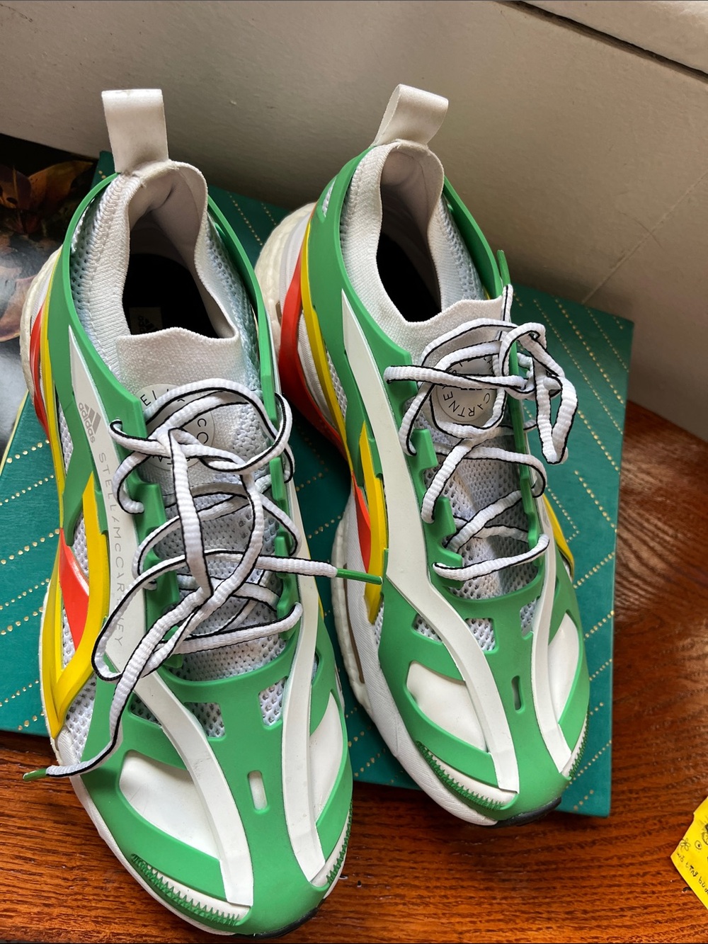 Stella McCartney x Adidas Green White Yellow Lace-Up Chunky Sneakers